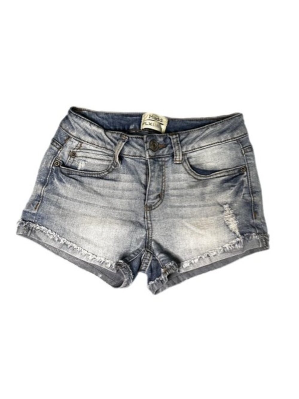 Mudd Flx Stretch Distressed Denim Shorts Light Wash Size 0